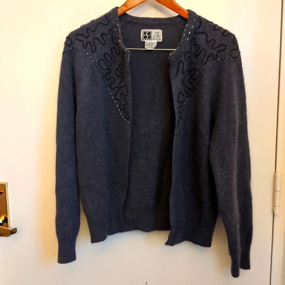 Vintage Sportscraft Lambs Wool Angora Gray Cardigan Sweater 16 - Picture 8 of 14